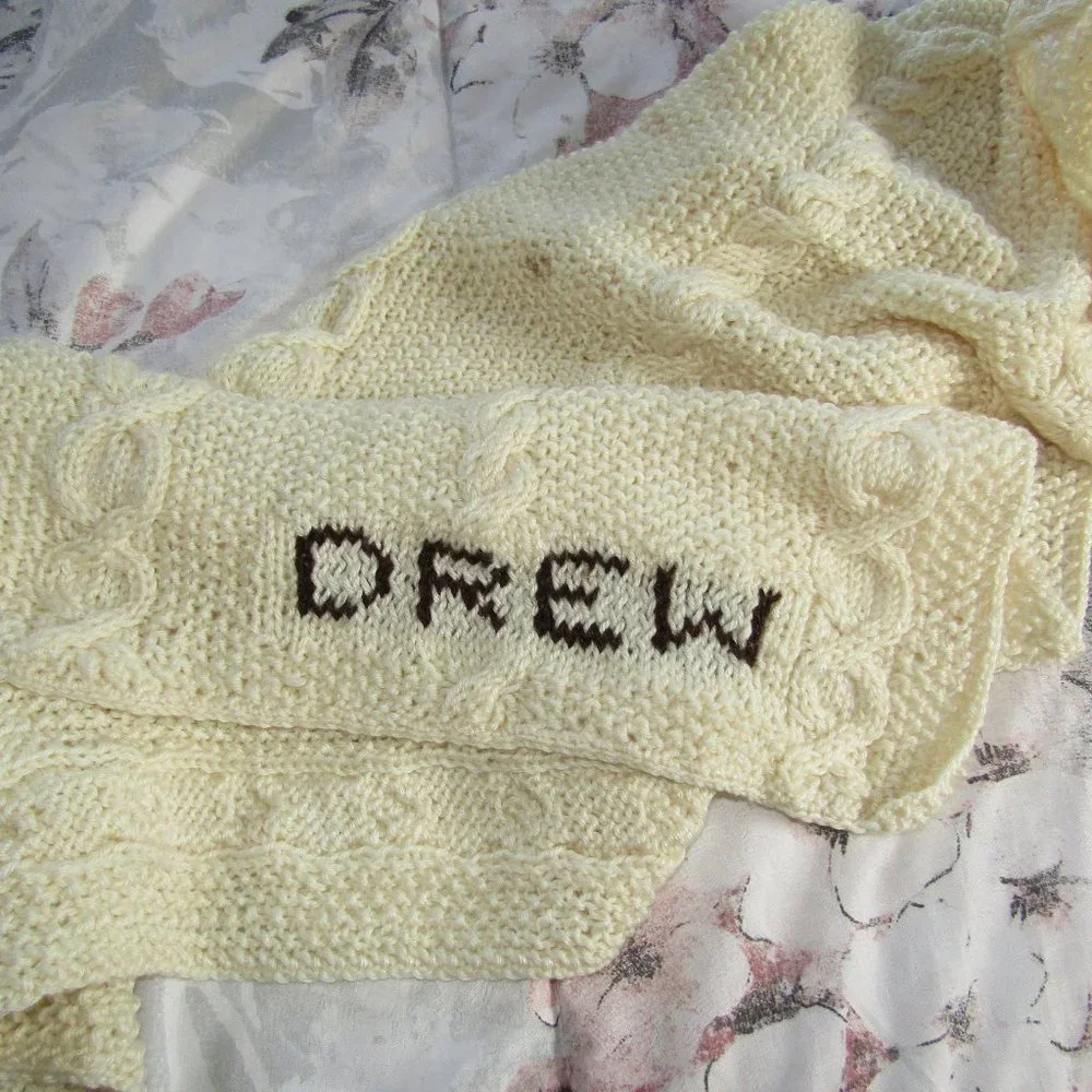 Handmade Knit Crocheted DREW Throw Personalized